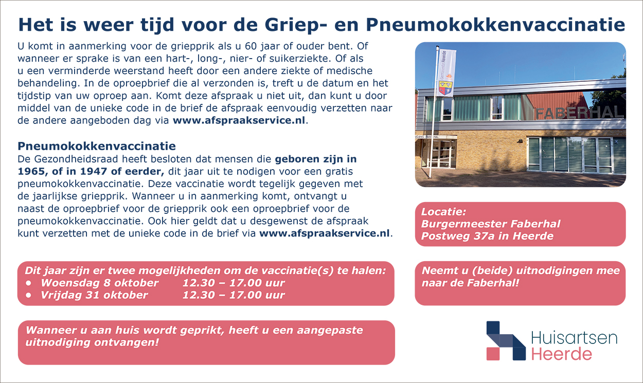 Aankondiging Jaarlijkse Griepprik
